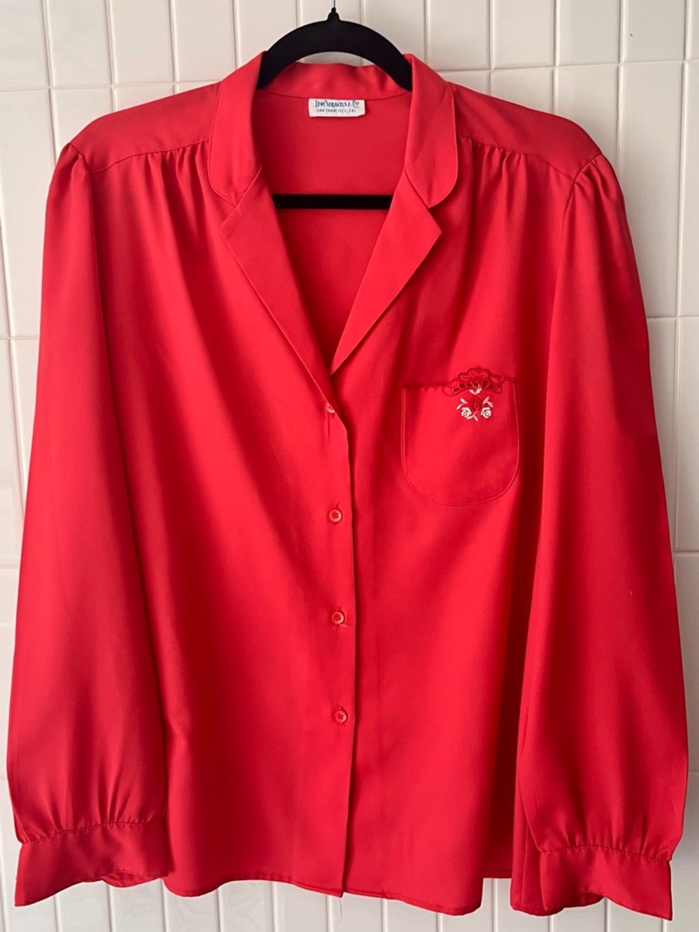 Vintage Levi Strauss & Co. Coral Blouse | Embroidered Pocket | 70s 80s